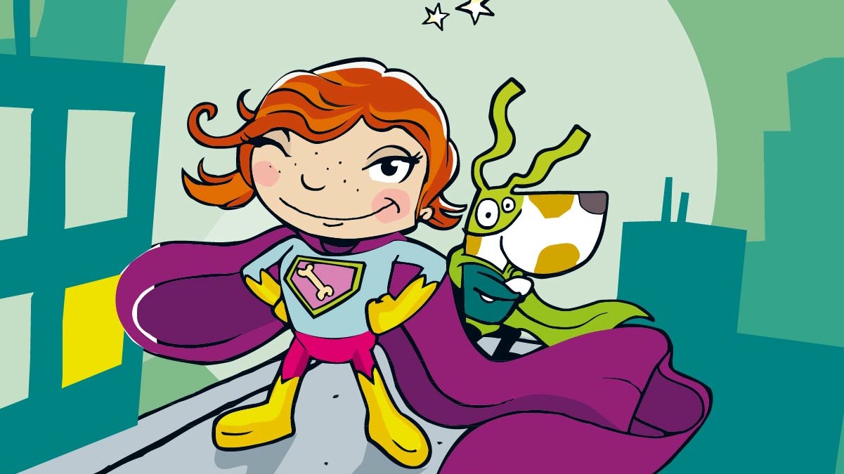 Comicstil, Mädchen Hund Motiv WI & You Wiesbaden Stadtjugendamt 99 Grad